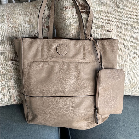 Joy Susan Taupe Tote with Pouch - Picture 4 of 7